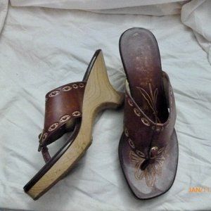 Fiona Maroon Mule/Wedge Heels